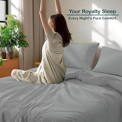 Microfiber Plain Light Grey Bed Sheet Include Pillow Cover, Ultra Soft - 108x108 Inches | Good For Home, Hotel, Villa, Resort & Guest House Bedsheets For King