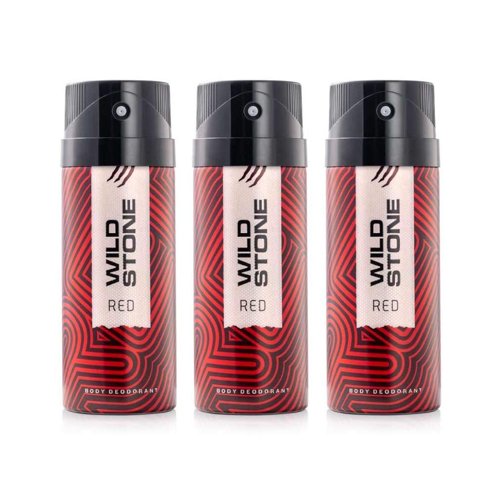 Wild Stone Red Deodorants Body Spray Pack Of 3 For Men 675ml 22.8 Fl.oz. | Perfect For Use Night Wedding