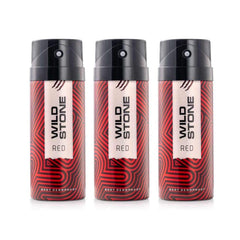 Wild Stone Red Deodorants Body Spray Pack Of 3 For Men 675ml 22.8 Fl.oz. | Perfect For Use Night Wedding