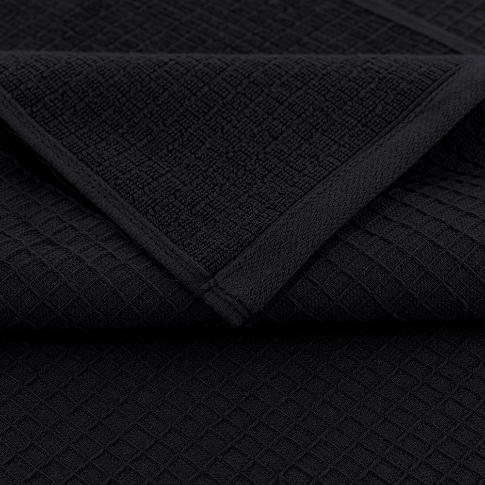 Casa Copenhagen Egyptian Cotton Waffle Large Size Bath Towel 500 Gsm (Black)