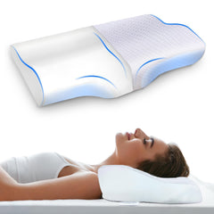 Cervical Pillow For Neck Pain & Shoulder Pain Relief, White Pillow, Memory Foam Pillow For Sleeping - Orthopedic Pillow For Spondylitis - Perfect For All Sleeping Position - Pack Of 1