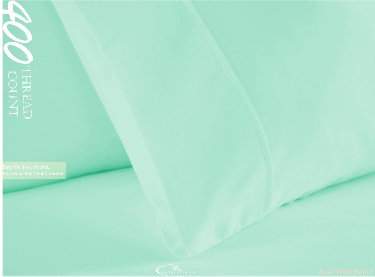Single Size Fitted Bedsheet With 2 Pillow Covers - 36 X 78 Inches, Light Aqua | All-Round Elastic | Comfortable, Wrinkle Resistant, Fade Resistant & Environmentally Friendly