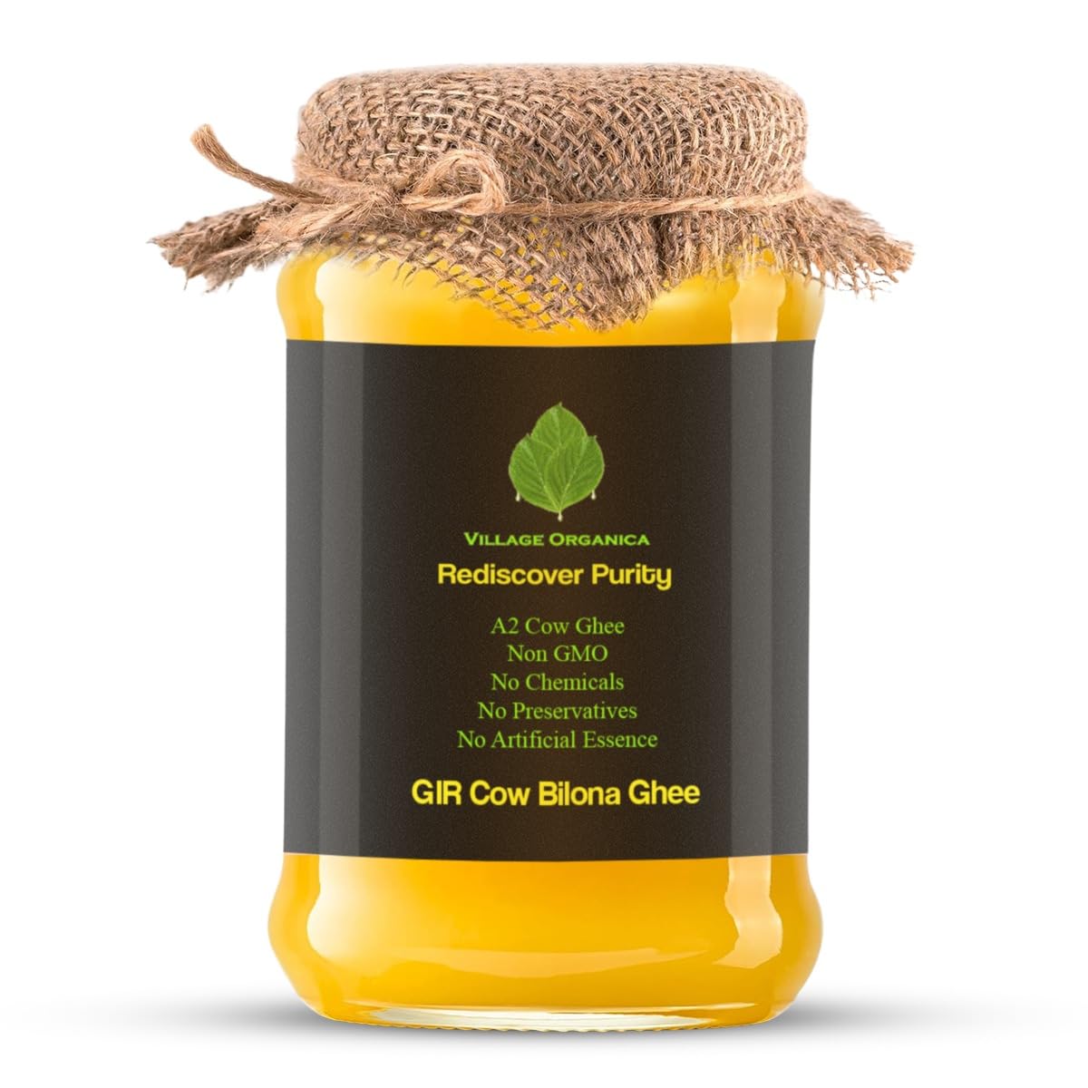 Premium A2 Gir Cow Ghee By Village Organica | Good Source Of Healthy Desi Cow Ghee Perfect For Heart Health | (2 Litr) 67.6 Ounce | Jar Pack