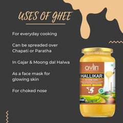 Pure Natural Hallikar A2 Cow Ghee By Ovlin Professional | Rich In Nutrients & Vitamins Healthy Desi Cow Ghee Perfect For Baking, Frying | (1 Litre) 33.8 Ounce | Jar Pack