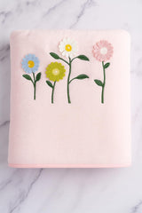 Divyam Floral Embroidered Bath Towel 350 Gsm | Premium Soft Microfiber Quick-Dry, Lightweight & Absorbent Towel With Pastel Daisy Design (Pastel-Pink)