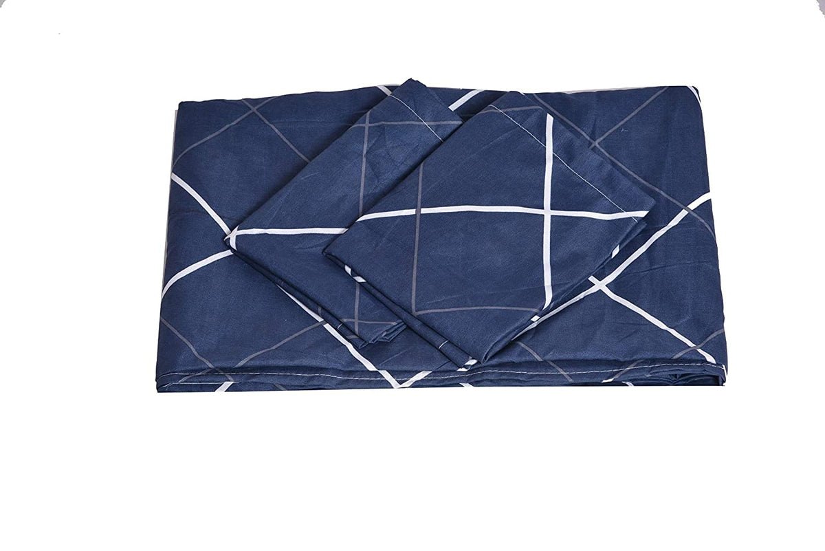 King Size Bedsheet For Double Bed With 2 Pillow Cover - 72 X 78 Inches, Navy Blue | Material Is Soft & Comfortable | All Around Elastic Fitted Bedsheet