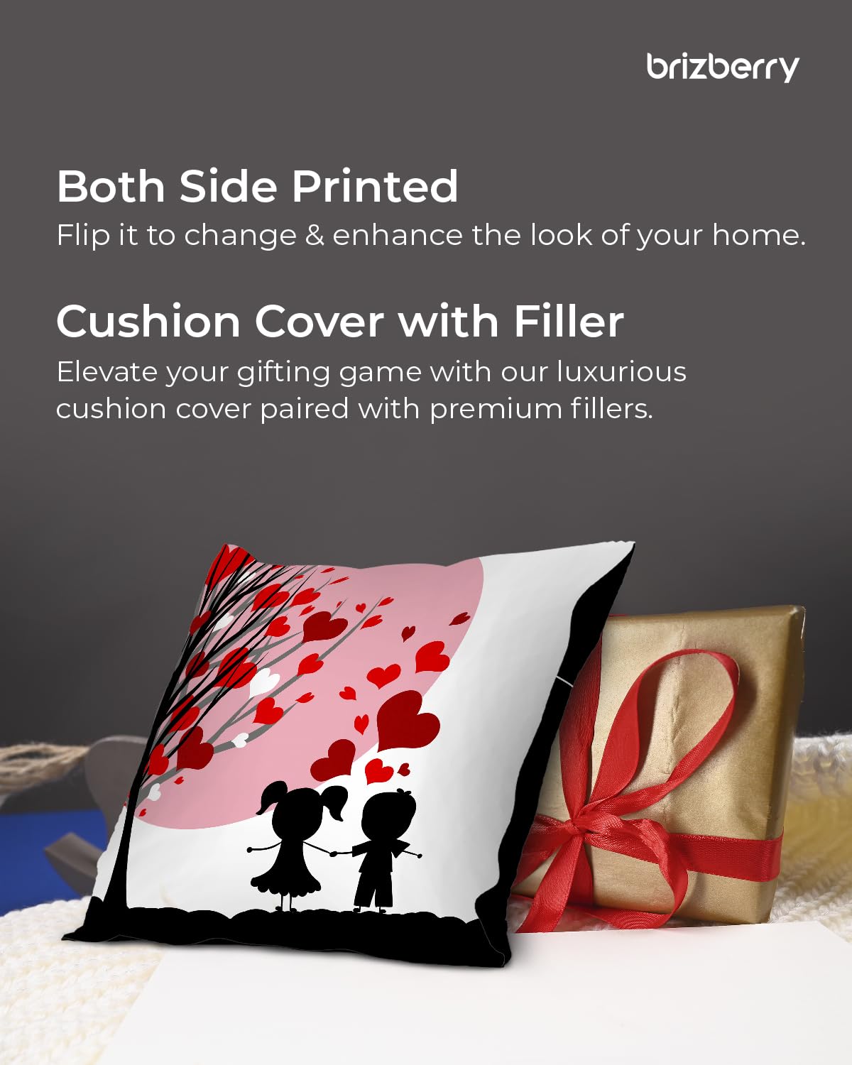 Premium Pillow Cushion For Best Brother, Black Pillow - 16 Inch | Unique Thoughtful Cute Birthday Pillow Gift For Brother | Raksha Bandhan, Bhaidooj | With Filler Cushion - Design 23
