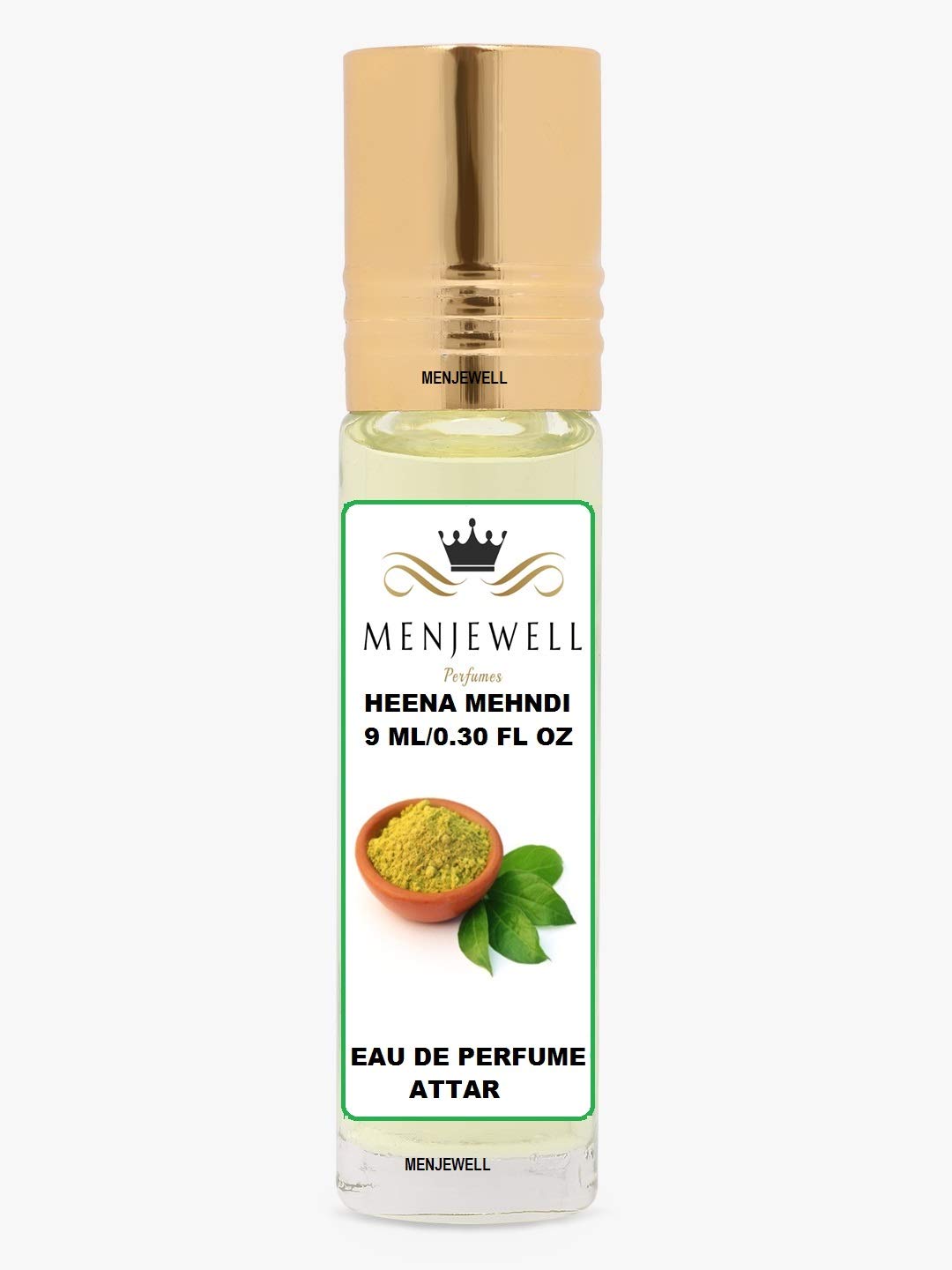 Menjewell Heena Mehndi Eau De Perfume Attar 9ml 0.3 Fl.oz. For Men & Women | Alcohol Free | Long Lasting