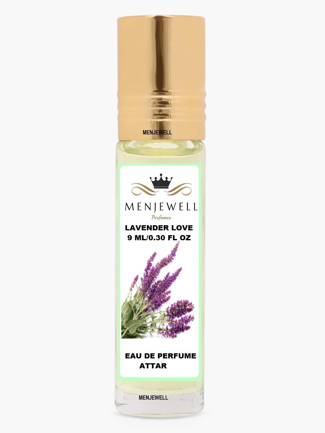 Menjewell Rose Fresh + Lavender Love Eau De Perfume Attar 9ml 0.3 Fl.oz. Each Pack Of 2 | Unisex Fragrance | Long Lasting