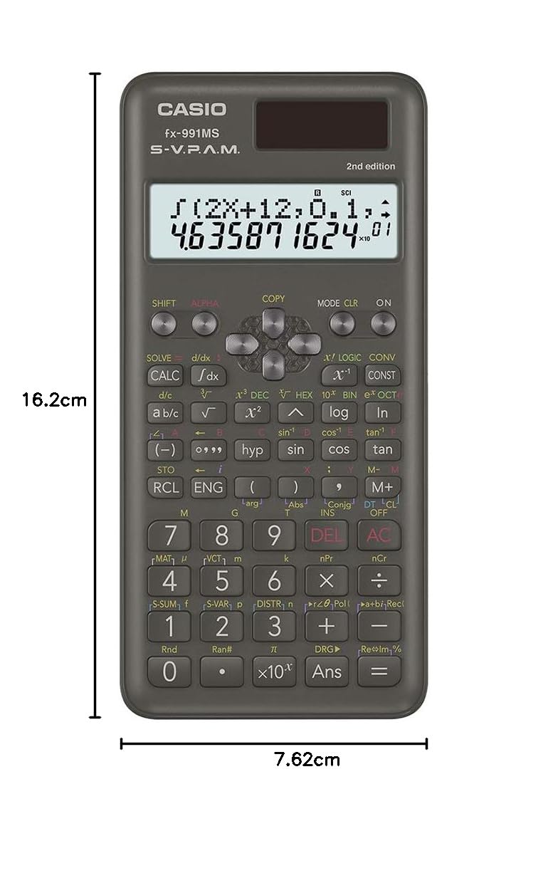 Casio Fx-991ms 2nd Gen Non-programmable Scientific Calculator, 401 Functions And 2-line Display | 3 Years Warranty Manufacturer