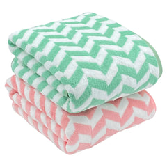 Patpug Coral Microfiber Ultrasoft Comfortable Highly Absorbent Quick Drying Large Bath Towel 700 Gsm (Green & Pink)- Pack Of 2