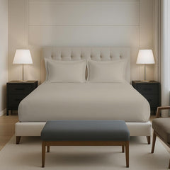 Cotton Elastic Fitted Bedsheets King Size Two Pillow Cover - 74 X 78 Inches, Taupe | Breathable & Smooth Bedding Wrinkles | Elegant Hotel Like Look