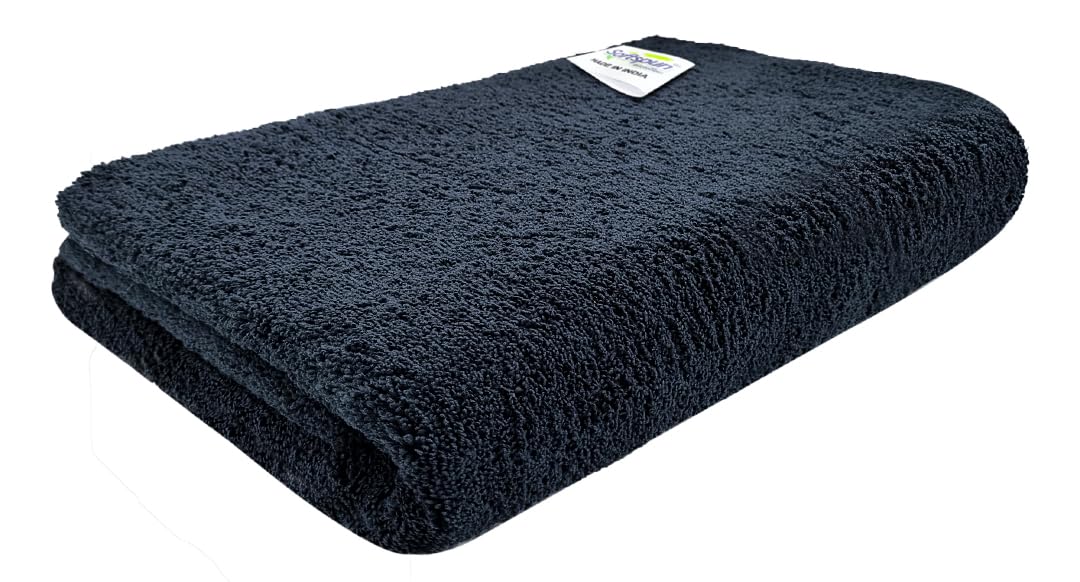 Softspun Microfiber High Loop Hair & Face Care Bath Towel 450 Gsm | Ultra Absorbent Super Soft & Comfortable Quick Drying Extra Large Towel (Black)