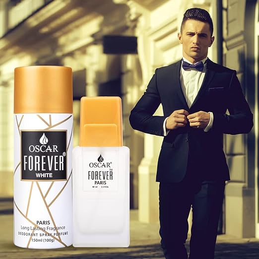 Oscar Exclusive Combo Of 2 Gift Collection Of Forever White Paris150ml 5 Fl.oz. + Forever Paris | Eau De Parfum 60ml 2 Fl.oz. | Premium Long Lasting Fragrance & Skin Friendly Body Spray For Unisex