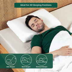 Thin Pillow For Sleeping, Engineered Latex Soft Slim Pillows - Standard Size - 2.5 Inch | Soft Pillow For Neck & Shoulder Pain Relief | Orthopedic Cervical Neck Pillow - Set Of 2