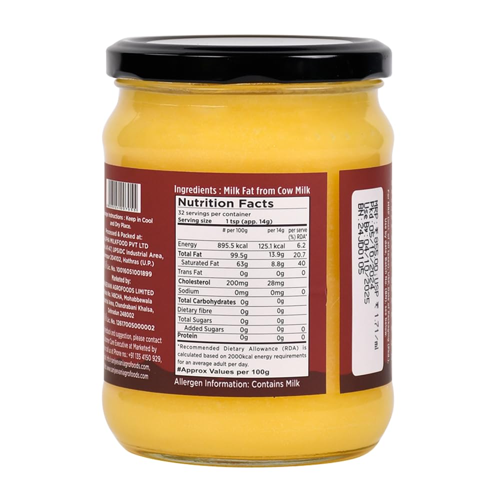 Natural Pure Barsana Magic Cow Ghee By Sanjeevani Organics | Rich In Nutrients & Protein Fiber Healthy Cow Ghee Supports Brain Health | (500ml) 16.9 Ounce | Jar Pack
