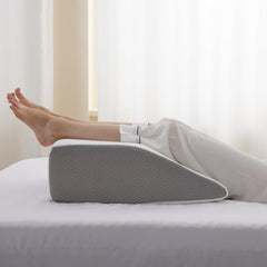Wedge Memory Foam Pillows, Leg Pain Relief Pillow For Sleeping, Off White, Regular Size | Leg Elevator Pillow For Leg Support | Leg Wedge Cushion For Varicose Veins & Post Recovery