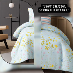 Microfiber Double Bedsheet King Size With 2 Large Size Pillow Covers | Size 108x108+9 Inches, Pastel Sky Blue | Perfect For Daily Use, All-Season Use Or Gifting Bedsheet