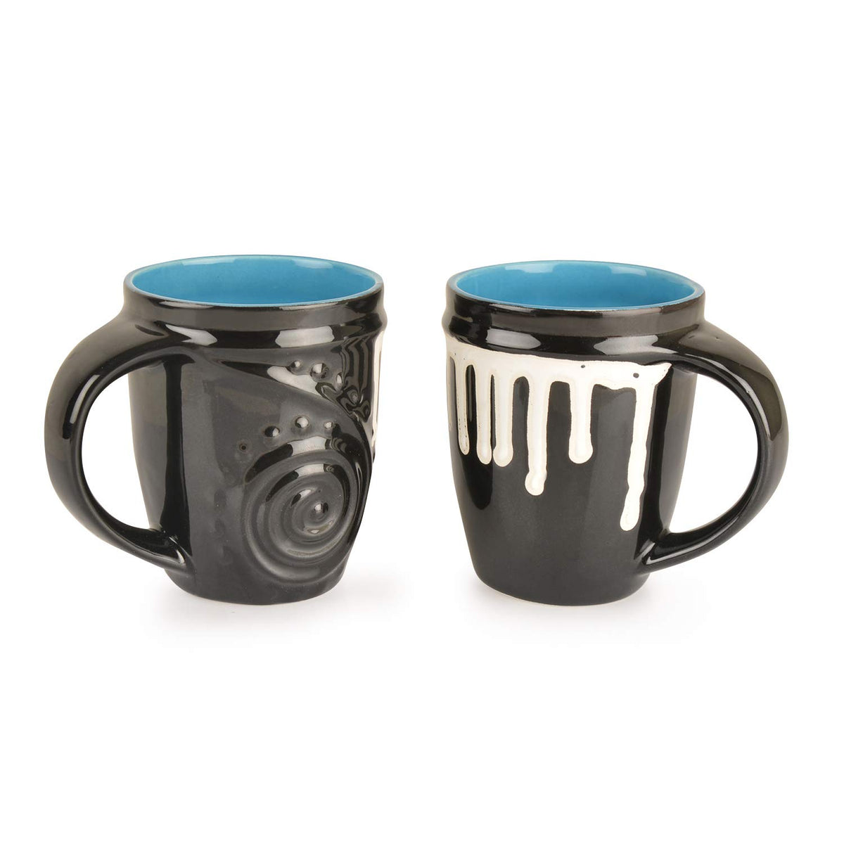 Black Ceramic Coffee Mugs Set Of 2 - 300ml Each | Milk Mug - Coffee Cups & Mugs