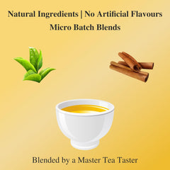 San-Cha Cinnamon Green Tea - 100gm, 3.5 Ounce | Warm & Festive Detox Tea - Environment Friendly & Made In Corn Fiber | Low Caffeine