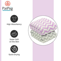 Patpug Coral Microfiber Ultrasoft Comfortable Highly Absorbent Quick Drying Large Bath Towel 700 Gsm (Grey & Purple)- Pack Of 2