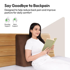 Wedge Plus Cushion For Sleeping, Memory Foam Pillow, Coffee Brown | Acid Reflux Relief, High Resilience Foam | Orthopedic Wedge Cushion For Leg Elevator, Pregnancy, Breathable - Pack Of 1