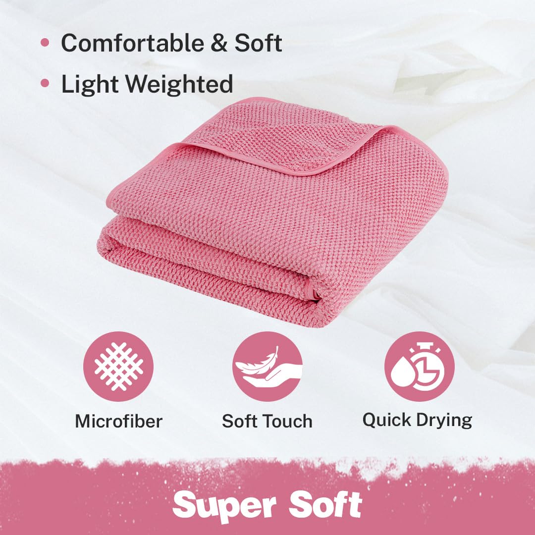 Fezora Microfiber Contler Bath Towels 320 Gsm | Large Size Bath Towel Soft & Absorbent Bath Towel For Men & Women (Peach)