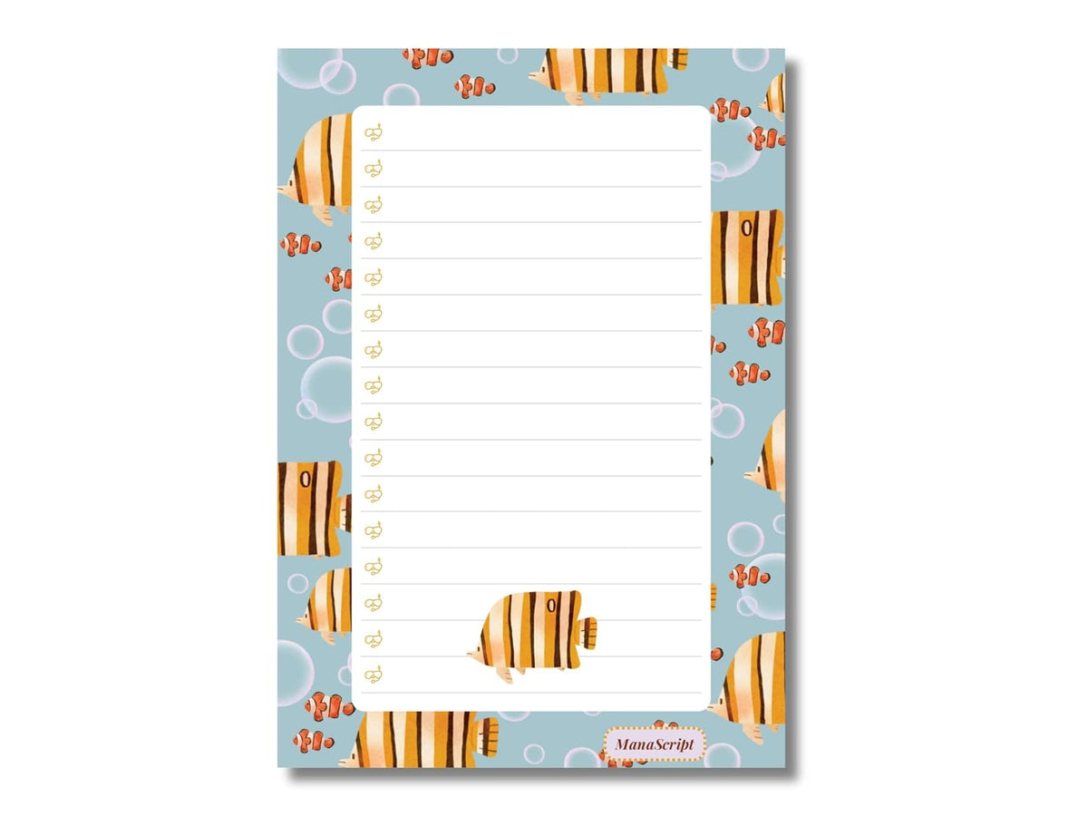 A5 Notes/To Do List Notepad, Beautiful Checklist Pad, Tear-Off Sheets (Fish) Pack Of 1