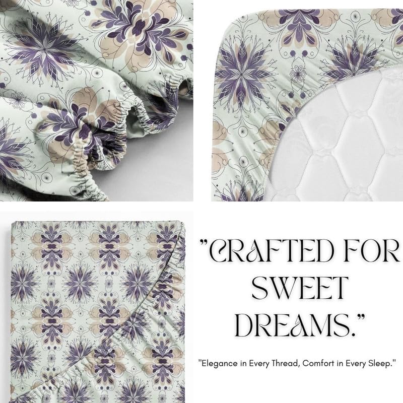 Cotton Fitted Bedsheets With 2 Matching Pillow Covers For King Bed | Size 78x72+10 Inches, Multicolor - Soft, Durable & Deep Pocket 360 Fitted Sheet