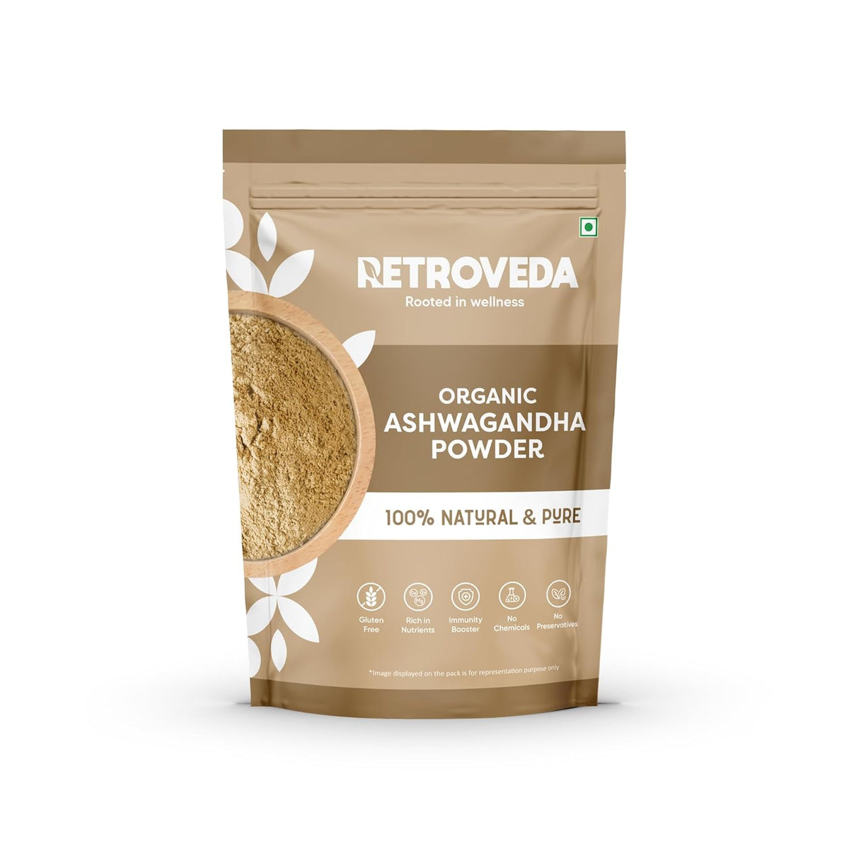 Retroveda Oraganic Ashwagandha Powder Helps Fight Anxiety & Stress Helps Boost Strength, Stamina & Energy 100% Pure & Natural | 500gm 1.1lbs