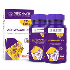 Siddhayu Ashwagandha Tablet Enhances Immunity & Strength, Rejuvenates Mind & Body, Increasing The White Blood Cell & Platelet | 60 + 20 Free Tablets 100gm 0.2lbs Each Pack Of 2