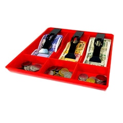 Abs Plastic Cash Drawer 3 Bills 3 Coins Abs Cashier Storage Box For Super Markets, 9.6 X 9.6 X 1.4 Inch, Plastic, Colour - Red