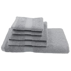 Patpug 100% Indian Cotton Plush Towel Set 1200 Gsm | Highly Absorbent, Fade Resistant, Quick Drying (Silver Grey) - 5 Piece
