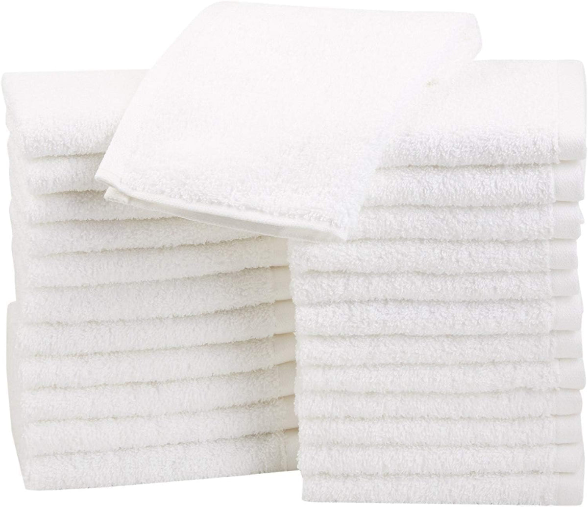 Ayus Premium Soft Feel Face Towels Set 3000 Gsm | 100% Cotton, Ultra Soft & Highly Absorbent Towels For Bathroom, Gym, Hotel & Spa (White) - Pack Of 48