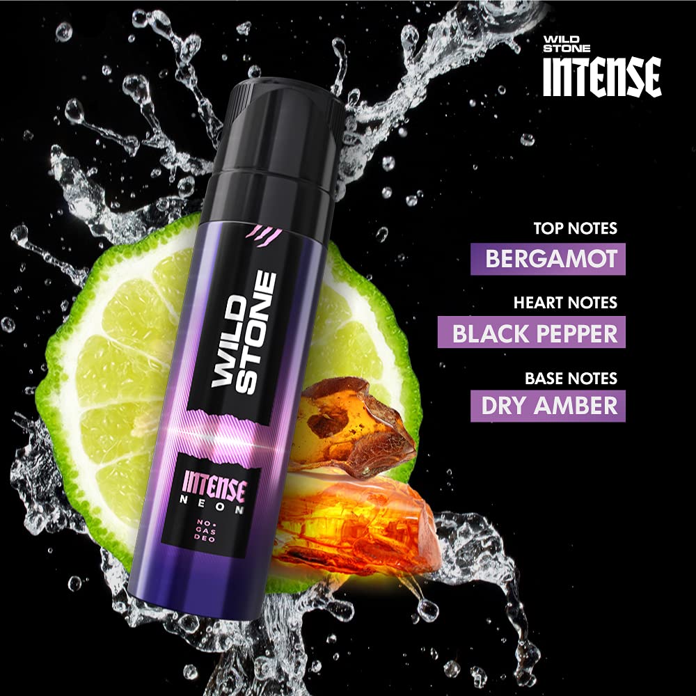 Wild Stone Intense Black, Neon & Trance No Gas Body Spray Deodorants360ml 12.1 Fl.oz. | Perfect For Men Gift Set