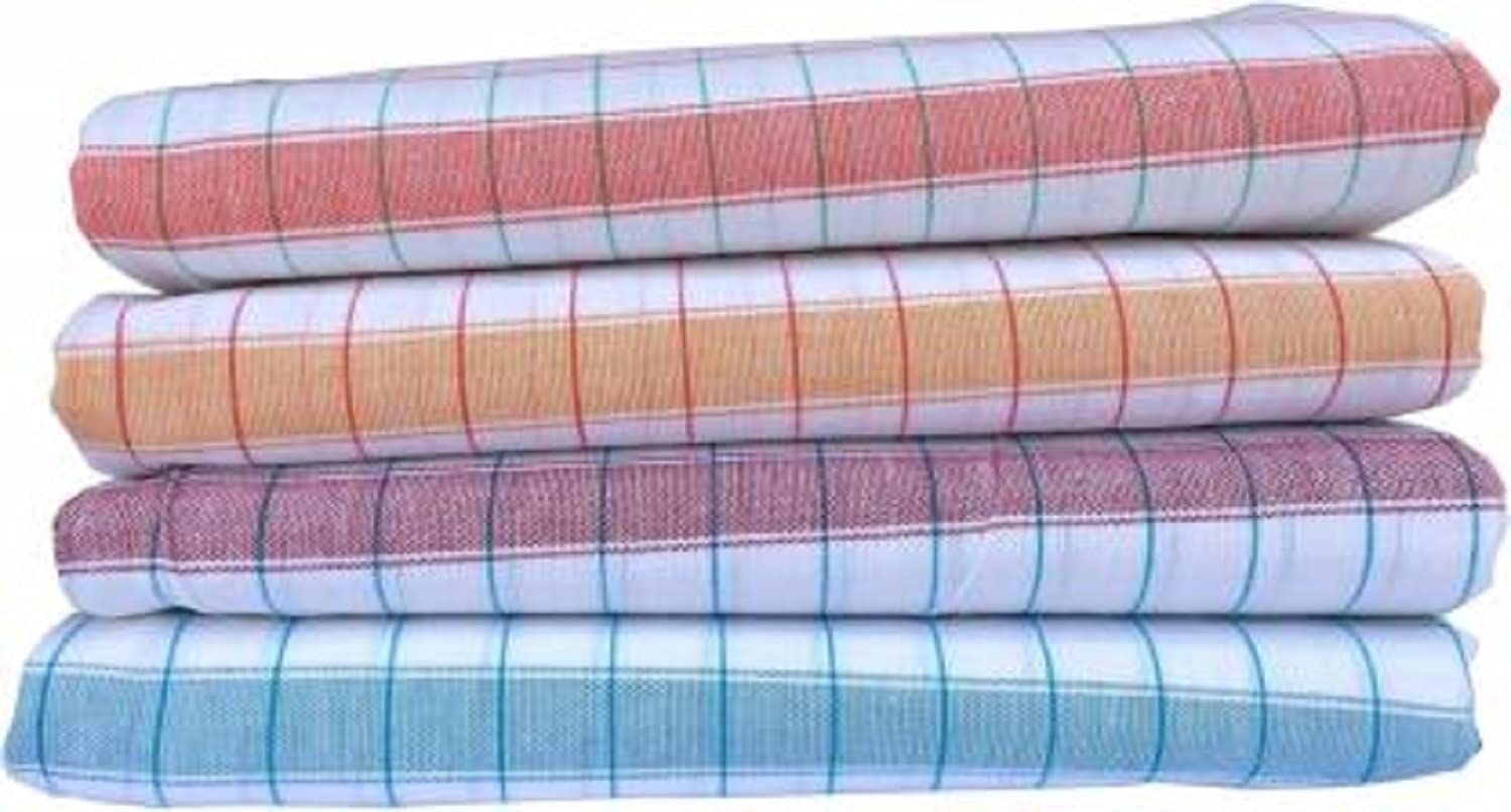 Ayus Handloom Cotton Checks Pattern Bath Towels 980 Gsm (Extra Large Size) - Pack Of 4