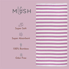 Mush Bamboo Turkish Towel 280 Gsm | 100% Bamboo Ultra Soft, Absorbent & Quick Dry Towel For Bath, Beach, Pool, Travel, Spa & Yoga (Purple Stripes)
