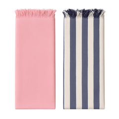 Ehlor Premium Bamboo Towel | Ultra-Light & Quick Dry | Antibacterial & Odor-Free | Eco-Friendly Bath Towel For Travel, Gym & Daily Use | Pink & Nevy Blue Stripes (Pack Of 2)