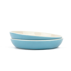 Ceramic Pasta Bowl Set Of 2 Pcs, 22cm - Blue Outside, 300ml Each | Stoneware Ceramic Serving Bowls With Glossy Finish | Pasta Plate - Deep Plate | Ceramic Bowl - Pasta Serving Plate