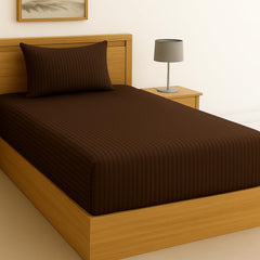 Cotton Single Bedsheet With One Pillow Cover - 90 X 60 Inches, Brown | Soft & Breathable Premium Printed Design Bedsheet