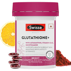 Swisse Glutathione+ Glutathione With Astaxanthin, Vitamin C & E, Nicotinamide For Healthy, Radiant & Youthful Skin | 30 Capsules , 50gm 0.1lbs