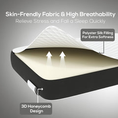 Memory Foam Pillow For Sleeping, Cervical Pillow For Pain Relief, White & Black | Pillow For Neck, Shoulder & Back Pain Relief | Orthopedic Pillow, Versatile & Multipurpose - Pack Of 1