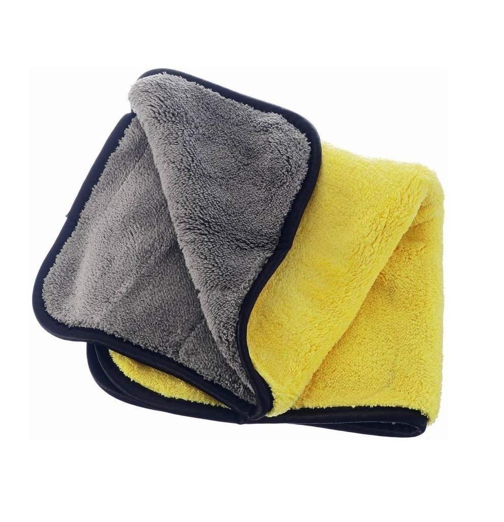 Auto Hub Heavy Microfiber Cloth For Car Cleaning & Detailing, Double Sided, Extra Thick Plush Microfiber Towel Lint-Free 800 Gsm | Pack Of 1 (Yellow)