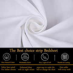 Breathable Single Size Flat Bedsheets With 1 Pillow Covers | 60 X 90 Inches, White | Wrinkle Resistant & Soft Skin Safe | 144 Thread Count