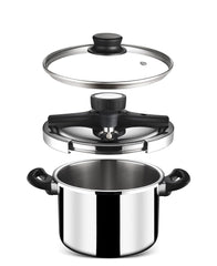 Versatile Triply Stainless Steel Pressure Cooker | Induction Based Cooker, Outer Lid Pressure Cooker, 5 Liters