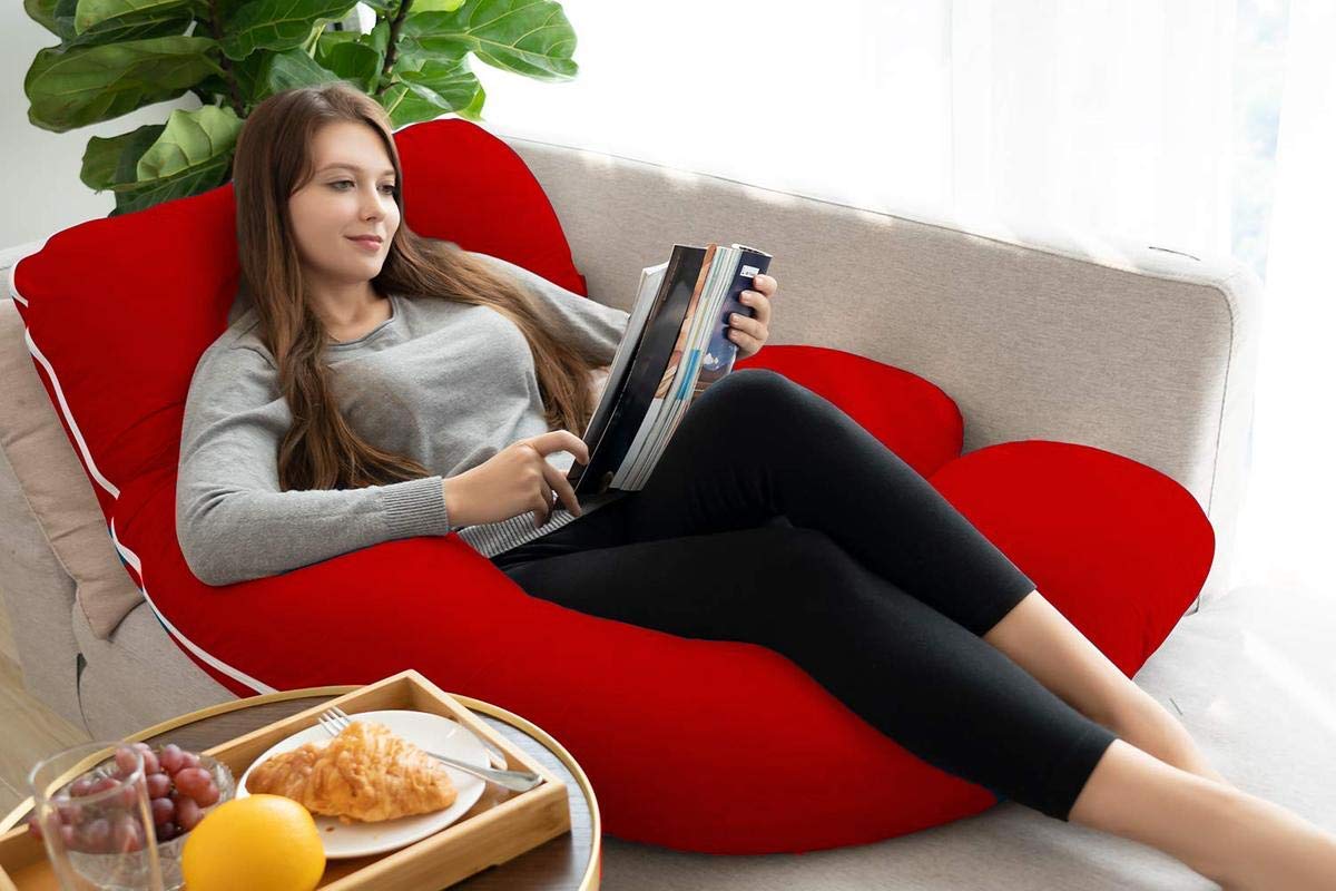 Premium Multipurpose Microfiber Pregnancy Pillow For Pregnant Women, Red | 100% Cotton, Zippered Red Cover, Lightweight, Removable Cover, Full Body Pillow, Soft Pillow - Pack Of 1