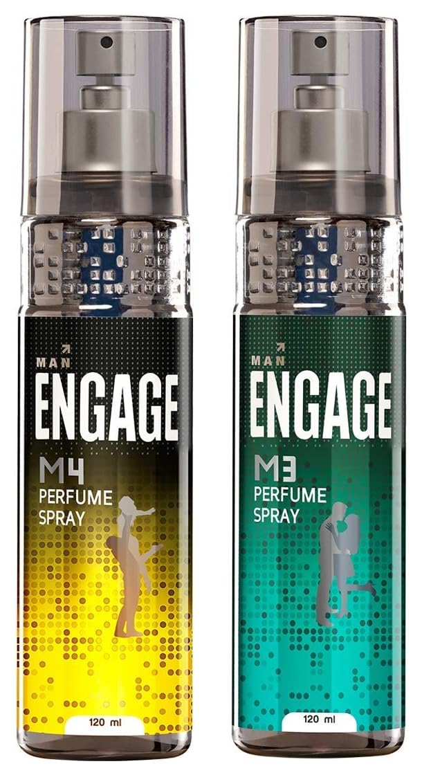 Engage M4 & M3 Perfume Spray For Men 120ml Each 4 Fl.oz. | Best For Gifting |  Long Lasting Fresh Fragrance | Gift For Men