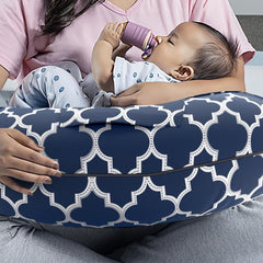 Feeding Pillow For New Born Baby, 5 In 1 Multipurpose Use, Nursing Pillow, Blue | Pillow With Belt & Hoop For Breastfeeding With Cotton Removable Cover | Stay-Put Support For Every Position