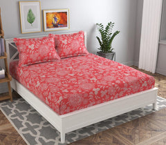 Microfiber Double Bedsheet With 2 Matching Pillow Covers | 90 X 90 Inches, Red & White - Lightweight & Breathable Double Bed Perfect For Daily Use, Gifting, Or Guest Bedrooms