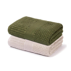 Mush Hearth & Haven Bamboo Large Size Bath Towels 900 Gsm | Bamboo Bath Towel Soft, Highly Absorbent & Quick Dry (Slate Grey & Moss Green) - Pack Of 2